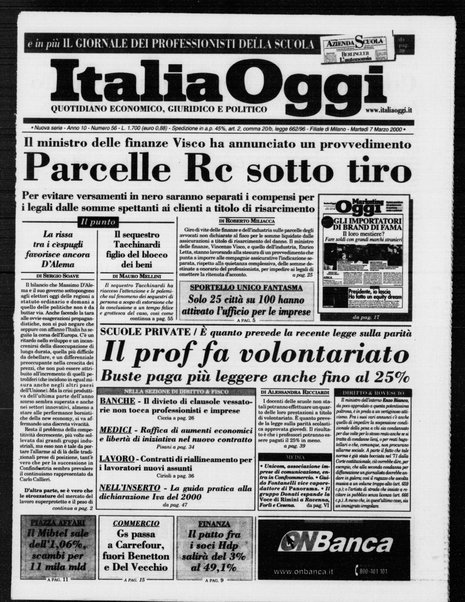 Italia oggi : quotidiano di economia finanza e politica